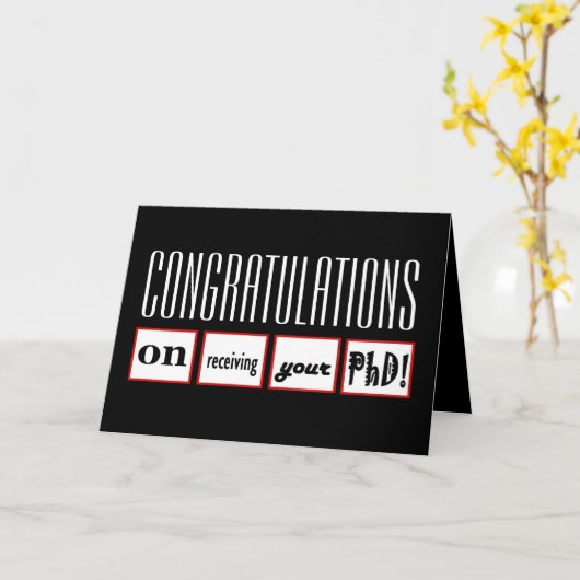PhD Degree CUSTOM NAME Congratulations Karte (Gelbe Blume)
