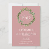 PhD Degree Dusty Rose Garland Abschluss Einladung (Vorderseite)