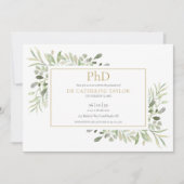 Phd Degree Greenerity Foliage Foto Abschluss Einladung (Vorderseite)