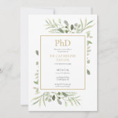 Phd Degree Watercolor Greenerity Gold Abschluss Einladung (Vorderseite)