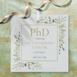 Phd Degree Watercolor Greenery Keepake Ornament Aus Glas