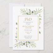 Phd Degree Watercolor Grüne Foto Abschluss Ankündigung (Vorderseite)