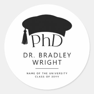 PhD Doctoral Grad Hat Doctoral Degree Graduation Runder Aufkleber