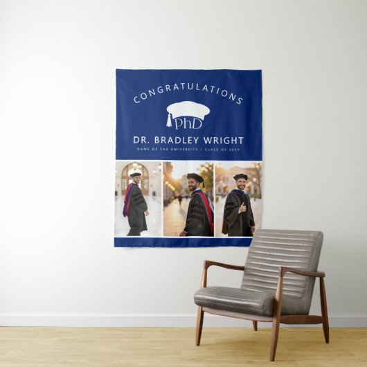 PhD Doctoral Grad Hat Doctoral Graduation Wandteppich (Beispiel)