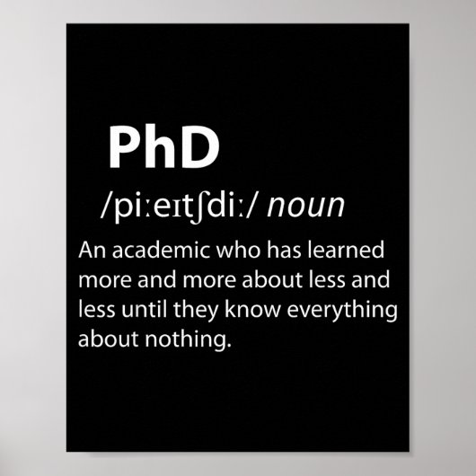 Phd funny dictionary definition doctorate student poster (Vorne)