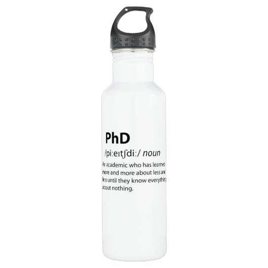 PhD Funny Dictionary Definition Edelstahlflasche (Vorderseite)