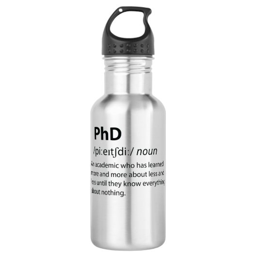 PhD Funny Dictionary Definition Edelstahlflasche (Vorderseite)