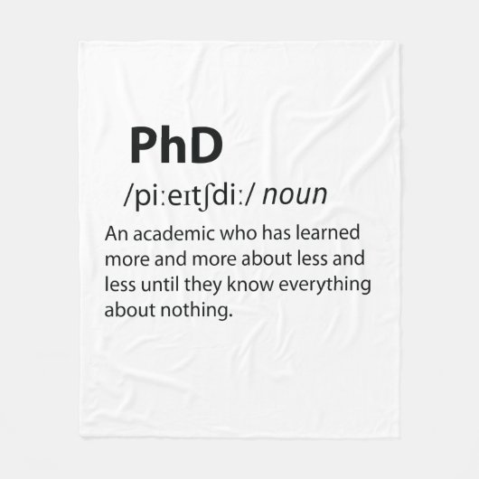 PhD Funny Dictionary Definition Fleecedecke (Vorderseite)