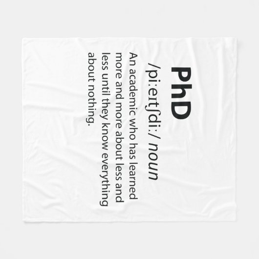 PhD Funny Dictionary Definition Fleecedecke (Vorderseite (Horizontal))