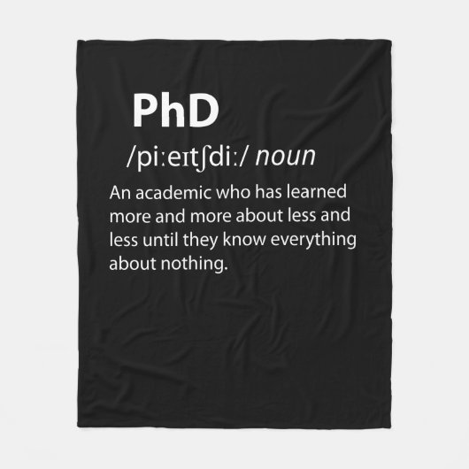 PhD Funny Dictionary Definition Fleecedecke (Vorderseite)