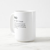 PhD Funny Dictionary Definition Kaffeetasse (Vorderseite Links)