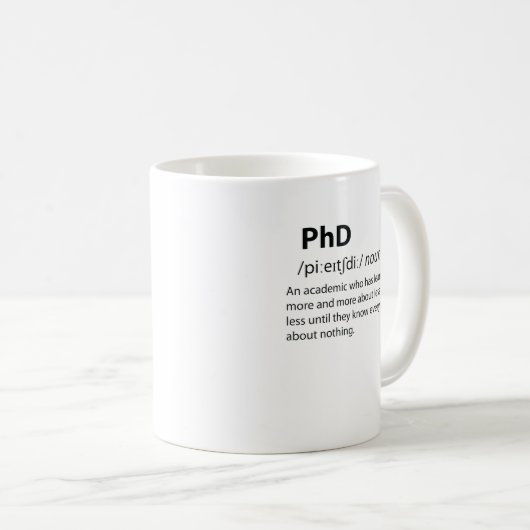 PhD Funny Dictionary Definition Kaffeetasse (VorderseiteRechts)