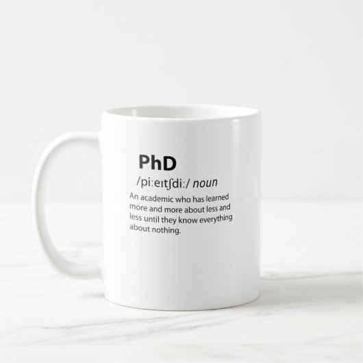 PhD Funny Dictionary Definition Kaffeetasse (Links)
