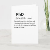 PhD Funny Dictionary Definition Karte (Vorderseite)