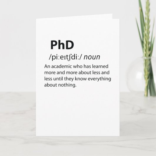 PhD Funny Dictionary Definition Karte (Vorderseite)