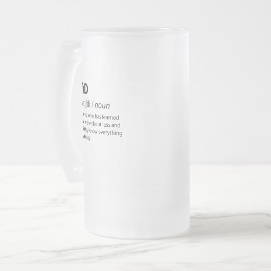 PhD Funny Dictionary Definition Mattglas Bierglas (Vorderseite Links)