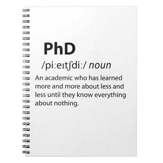 PhD Funny Dictionary Definition Notizblock (Vorderseite)