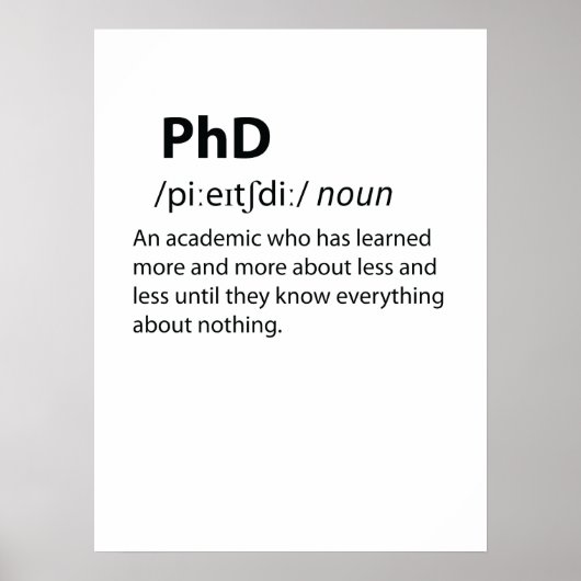 PhD Funny Dictionary Definition Poster (Vorne)