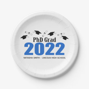 Phd Grad 2022 Graduation Caps & Diplomas (blau) Pappteller