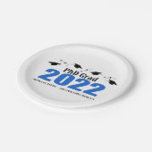 Phd Grad 2022 Graduationskarten und Diplome (blau) Pappteller (Schrägansicht)