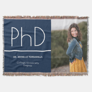 PhD-Grad-Blaues weißes Abschluss-Foto Decke