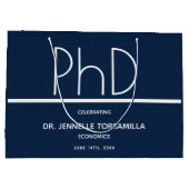 PhD Grad Blue Graduation Party Große Geschenktasch Große Geschenktüte (Rückseite)