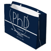 PhD Grad Blue Graduation Party Große Geschenktasch Große Geschenktüte (Rückseite Schrägansicht)