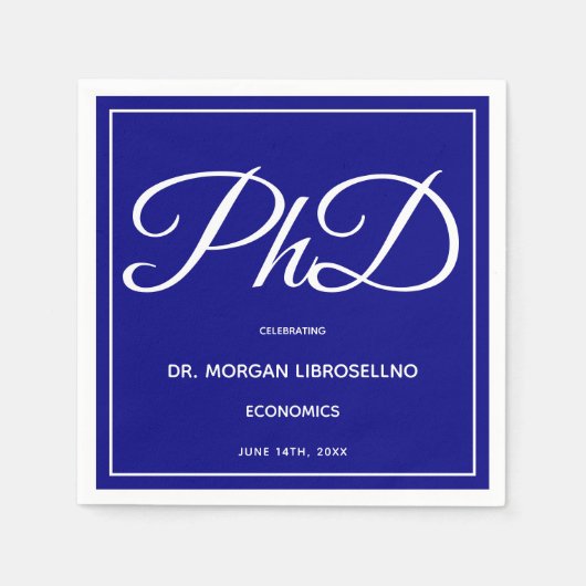 PhD-Grad Blue Graduation Party Napkins Serviette (Vorderseite)