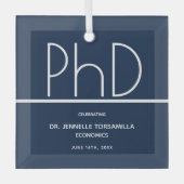 PhD-Grad-Blue Keepake-Abschluss Ornament Aus Glas (Vorderseite)