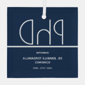 PhD-Grad-Blue Keepake-Abschluss Ornament Aus Glas (Rückseite)