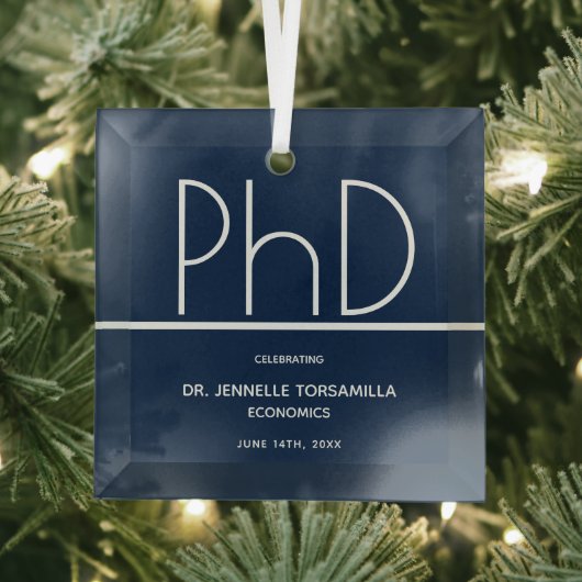 PhD-Grad-Blue Keepake-Abschluss Ornament Aus Glas (Insitu)
