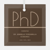 PhD-Grad Brown Keepake-Abschluss Ornament Aus Glas (Vorderseite)
