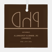 PhD-Grad Brown Keepake-Abschluss Ornament Aus Glas (Rückseite)
