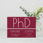 PhD-Grad Burgund White Graduation Party Einladung (Stehend Vorderseite)