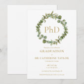 PhD Grad Elegant Garland Graduation Party Einladung (Vorne/Hinten)
