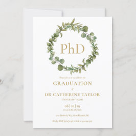 PhD Grad Elegant Garland Graduation Party Einladung