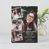 PhD Grad Foto Collage Graduation Party Einladung (Stehend Vorderseite)