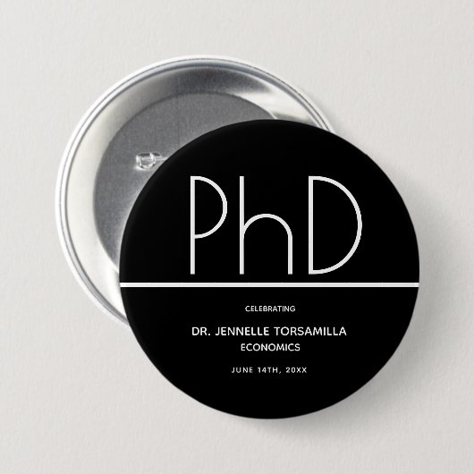 PhD-Grad Keepake-Abschluss Button (Vorne & Hinten)