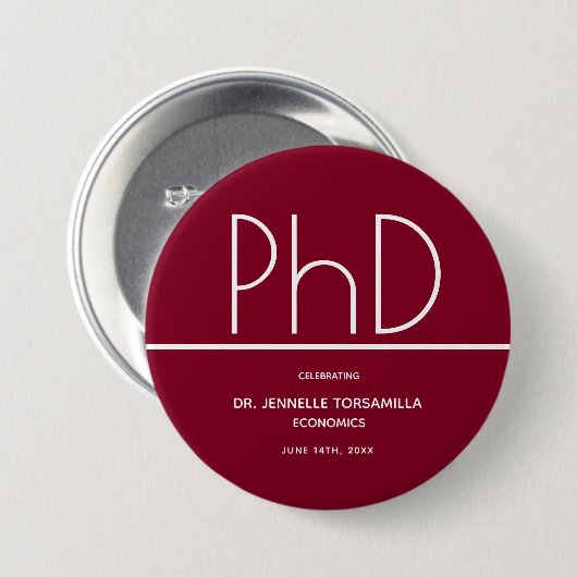 PhD-Grad Keepake-Abschluss Button (Vorne & Hinten)