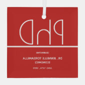 PhD-Grad-Red Keepake-Abschluss Ornament Aus Glas (Rückseite)