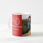 PhD-Grad-Rot-Weiß-Abschluss-Foto Keepake Kaffeetasse (Vorderseite Links)