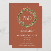 PhD Grad Terracotta Garland Abschluss Einladung (Vorne/Hinten)