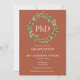 PhD Grad Terracotta Garland Abschluss Einladung