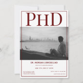 PhD Graduate Foto Burgundy Graduation Party Einladung (Vorderseite)