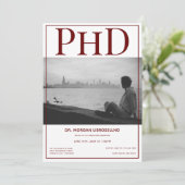 PhD Graduate Foto Burgundy Graduation Party Einladung (Stehend Vorderseite)