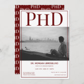 PhD Graduate Foto Burgundy Graduation Party Einladung (Vorne/Hinten)