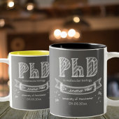 PhD graduation graduate gift chalkboard university Zweifarbige Tasse