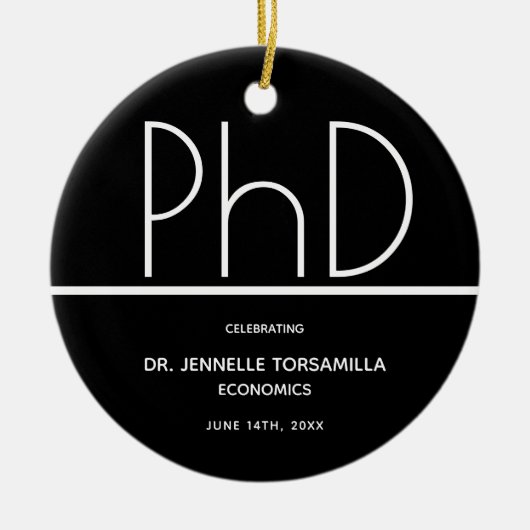 PhD Graduation Party Black Keepake Keramik Ornament (Vorne)