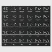 PhD Graduation Party Black Wrapping Paper Geschenkpapier (Flach)