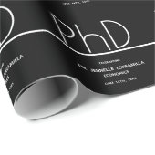 PhD Graduation Party Black Wrapping Paper Geschenkpapier (Rolleneckpunkt)